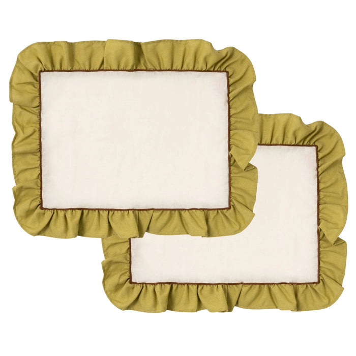Placemats Ruffle Groen 48x38cm (set van 2) - Placemats - Kulu Club