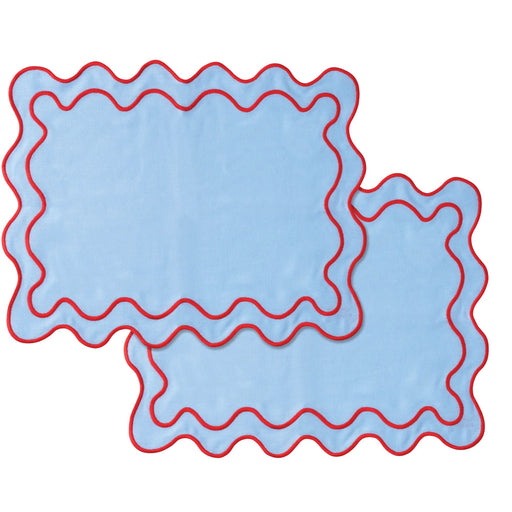 Placemats wavy blauw (set van 2) - Placemats - Kulu Club