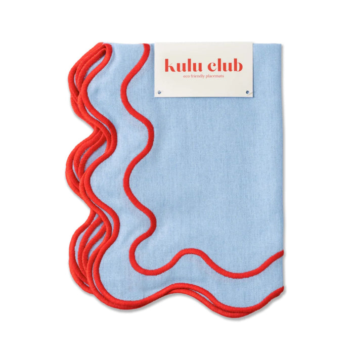 Placemats wavy blauw (set van 2) - Placemats - Kulu Club