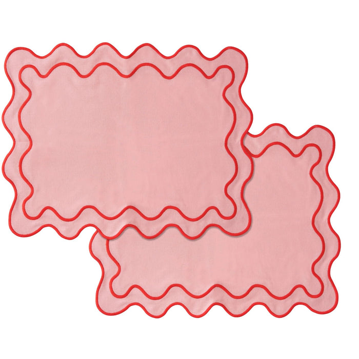 Placemats wavy roze (set van 2) - Placemats - Kulu Club