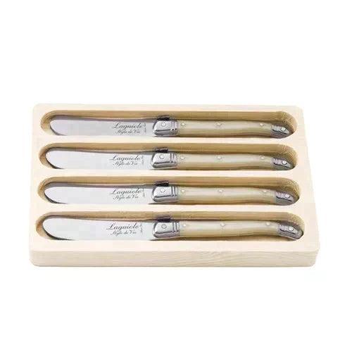 Premium Line Buttermesser Perle in Holzschale (4er Set) - Besteck - Laguiole Style de Vie
