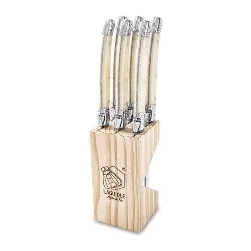 Premium Line Steakmesser Perle im Holztablett (6er Set) - Besteck - Laguiole Style de Vie
