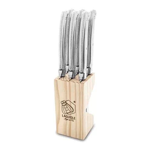 Premium Line Steakmesser aus Edelstahl im Holztablett (6er Set) - Besteck - Laguiole Style de Vie