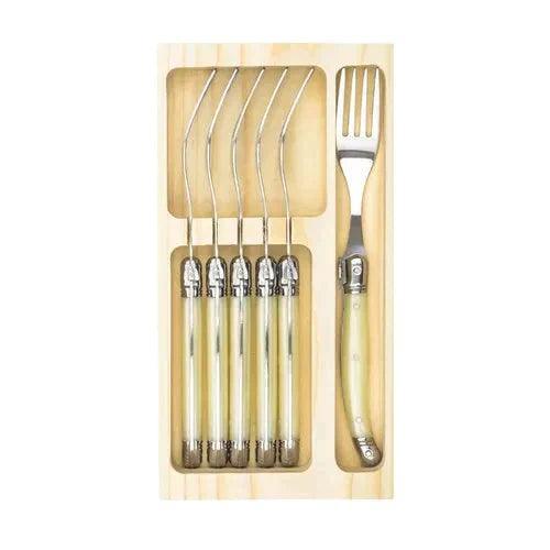 Premium Line Gabeln Perle im Holztablett (6er Set) - Besteck - Laguiole Style de Vie