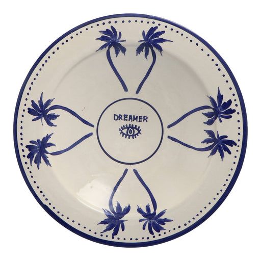 Salade bord Palmtree Blue & White 36cm - Schalen - Dreamer Collectives