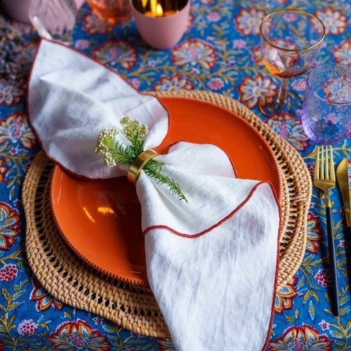 Serviette Bourdon Canvas Mimi - Blanc & Bourdon Argile (6er Set) - Servietten - Maison de Vacances