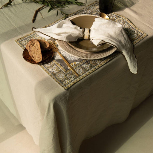 Serviette Bourdon Canvas Mimi - Blanc & Bourdon Kaki (6er Set) - Servietten - Maison de Vacances
