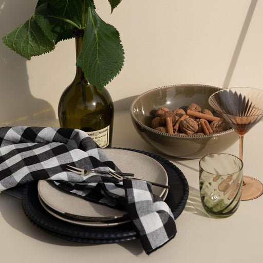 Serviette Bourdon Canvas Mimi Vichy - Vichy Noir & Bourdon Noir (6er Set) - Servietten - Maison de Vacances