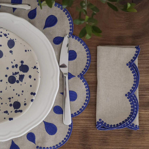 Serviette Gotas blau gestickt 45x45cm - Servietten - Mariaida Home
