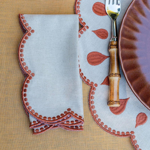 Serviette Gotas gestickt terracotta 45x45cm - Servietten - Mariaida Home