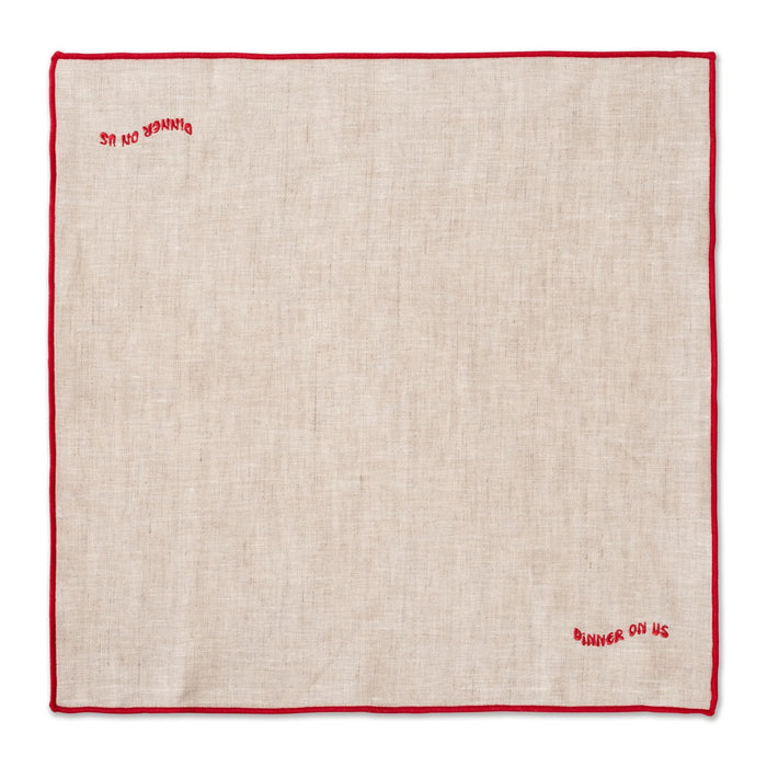 Servetten 100% linnen Dinner on Us 40x40cm (set van 2) - Servetten - Kulu Club