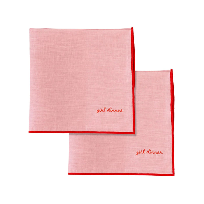 Servetten 100% linnen Girl Dinner 40x40cm (set van 2) - Servetten - Kulu Club