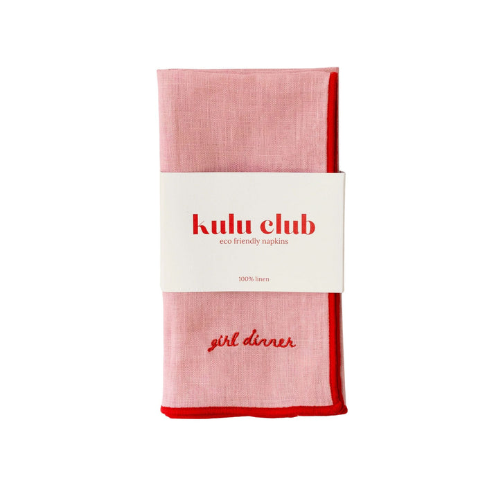 Servetten 100% linnen Girl Dinner 40x40cm (set van 2) - Servetten - Kulu Club