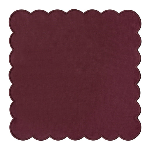 Servetten 100% linnen scallop aubergine 40x40cm (set van 2) - Servetten - Kulu Club