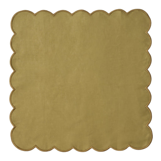 Servetten 100% linnen scallop olijfgroen 40x40cm (set van 2) - Servetten - Kulu Club
