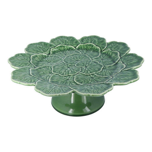 Kuchenteller auf Fuß Geranium grün 33cm - Kuchenteller - Bordallo Pinheiro