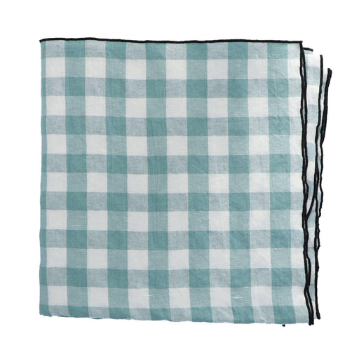Tischtuch Bourdon Canvas Mimi Vichy - Vichy Aqua & Bourdon Noir 145x350cm - Tischtücher - Maison de Vacances