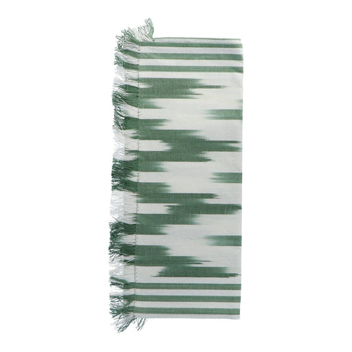 Tischläufer ausgefranster Rand Grün Oliv Motiv 50 150x48cm - Tischläufer - Teixits Vicens