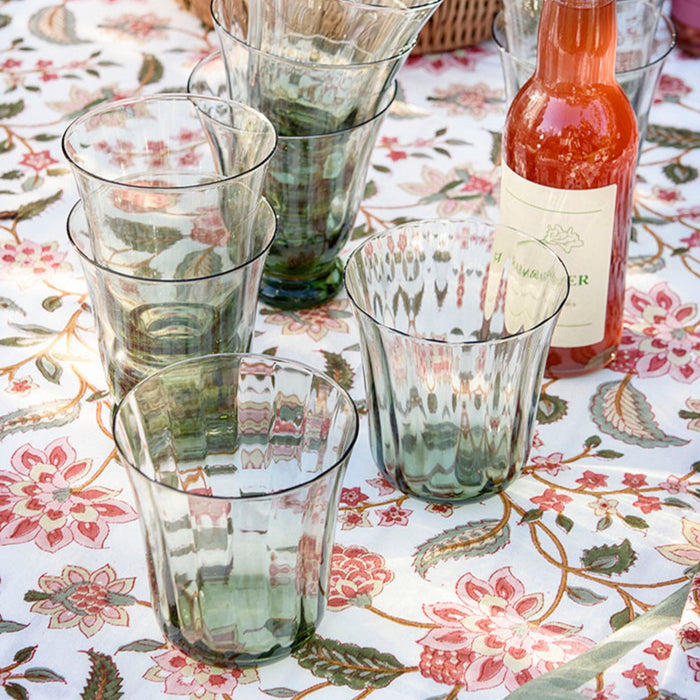 Waterglazen Trellis Sage (set van 2) - Waterglazen - Bungalow