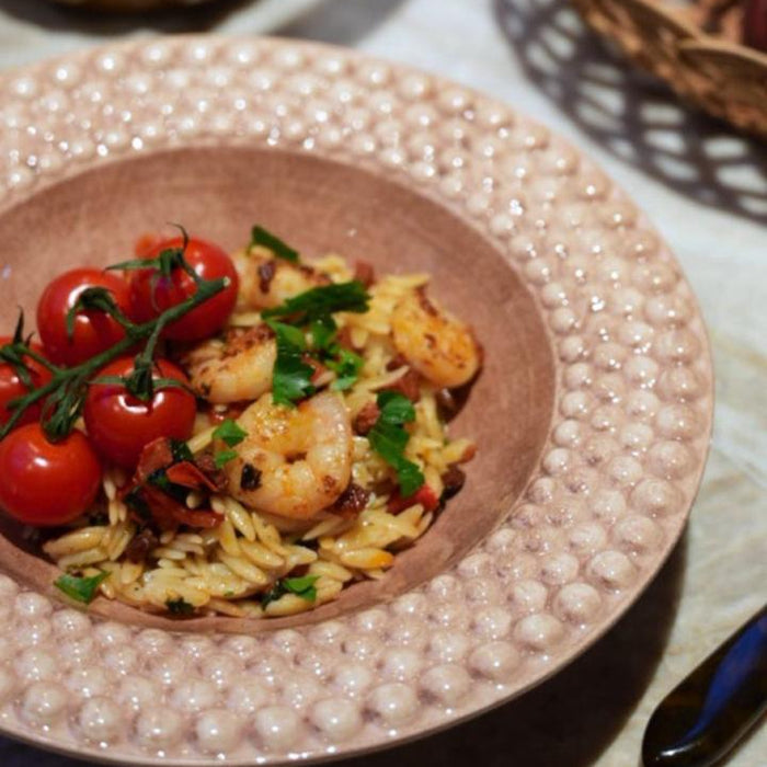 Orzo with chorizo and prawns - FOODIES IN HEELS