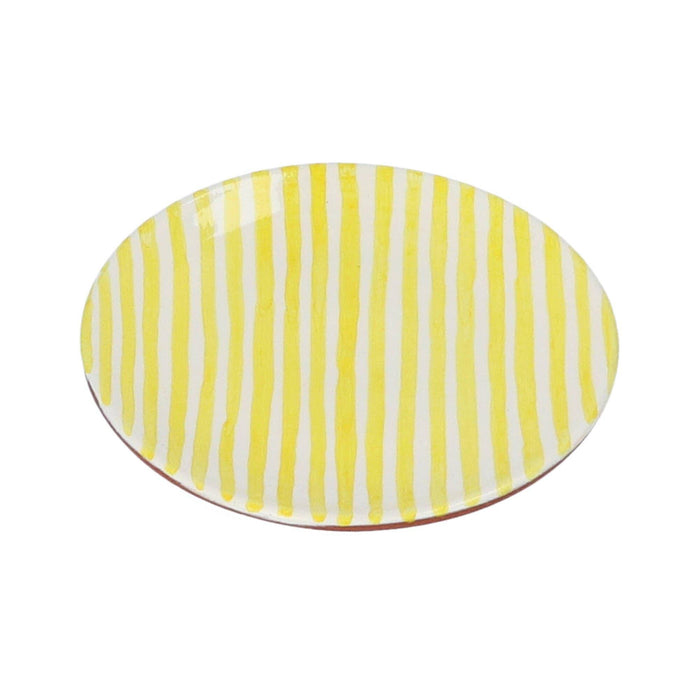 Drinks plate with small stripe pattern lemon yellow 12cm Casa Cubista - FOODIES IN HEELS