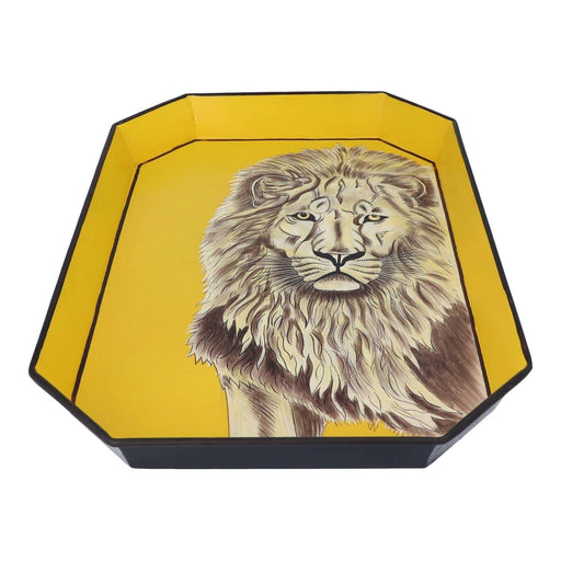 Tray rectangular hand-painted Fauna 43cm yellow Les Ottomans - -. FOODIES IN HEELS