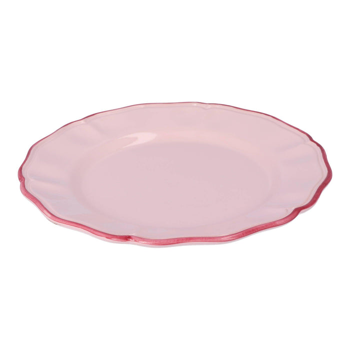 Dinner plate Baccellato Dusty Rose with Emerald rim 28cm Enza Fasano - FOODIES IN HEELS