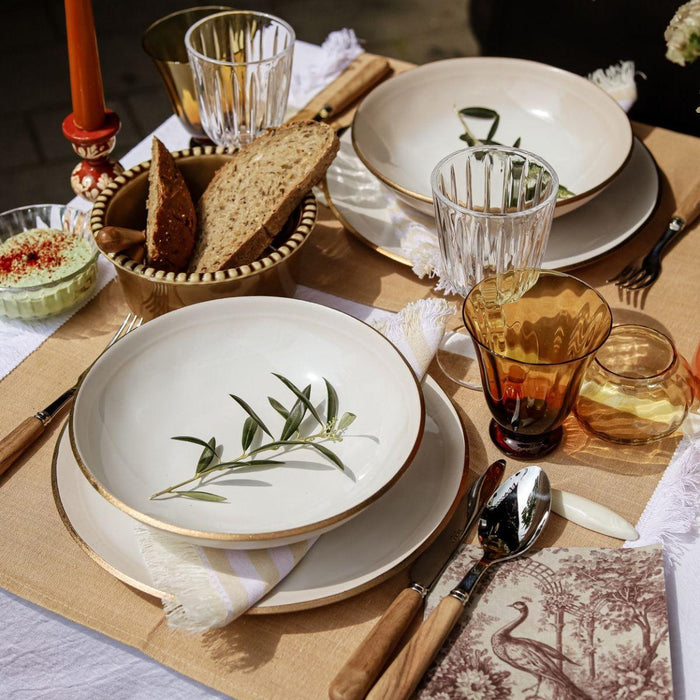 Dinner plate Edge Ivory Gold 28cm - Dinner plates - Nosse