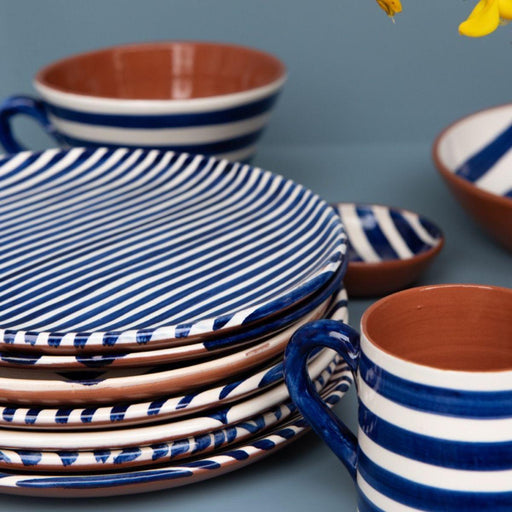 Dinner plate with narrow stripe pattern blue 27cm Casa Cubista - FOODIES IN HEELS