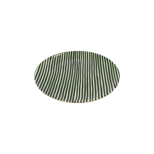 Dinner plate with narrow stripe pattern dark green 27cm Casa Cubista - FOODIES IN HEELS