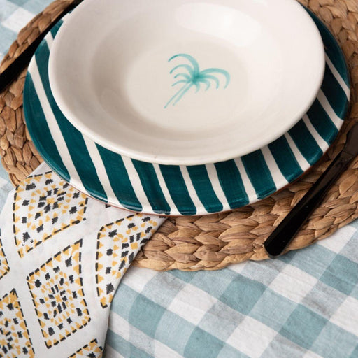Dinner plate with stripe pattern teal 27cm Casa Cubista - FOODIES IN HEELS