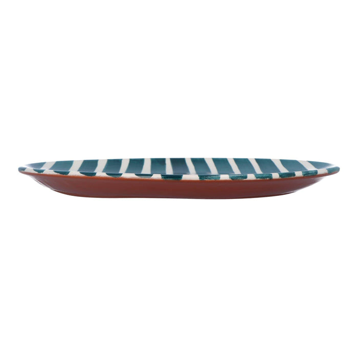 Dinner plate with stripe pattern teal 27cm Casa Cubista - FOODIES IN HEELS