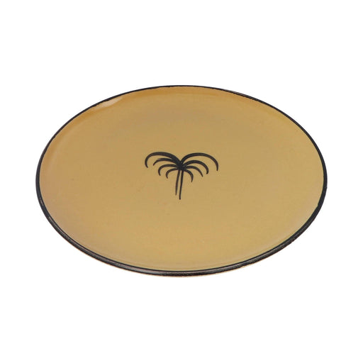 Dinner plate palm tree honey yellow smooth rim 25,5cm - Dinner plates - Enza Fasano