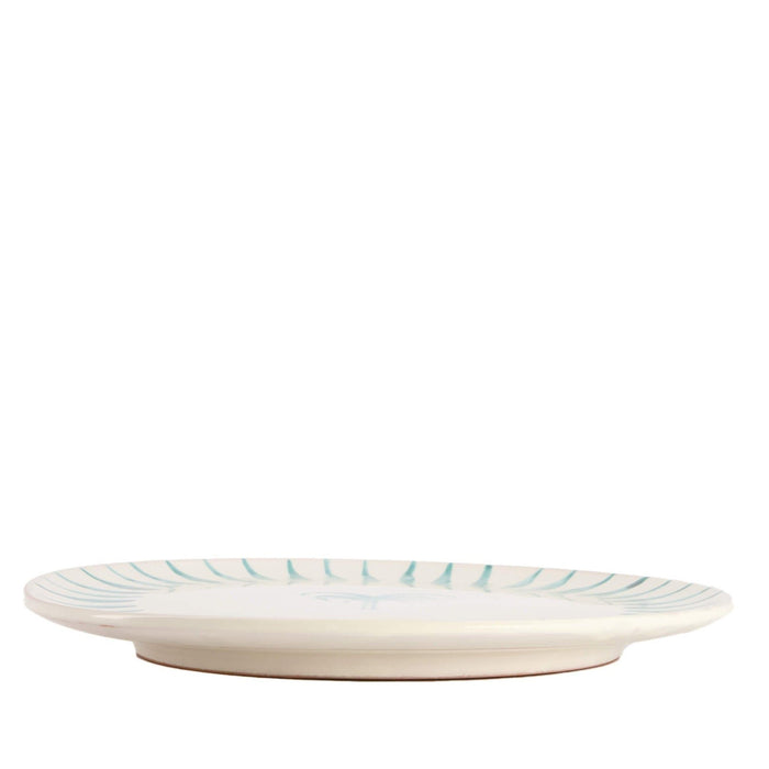 Dinner plate palm tree ivory green smooth rim 25,5cm - Dinner plates - Enza Fasano