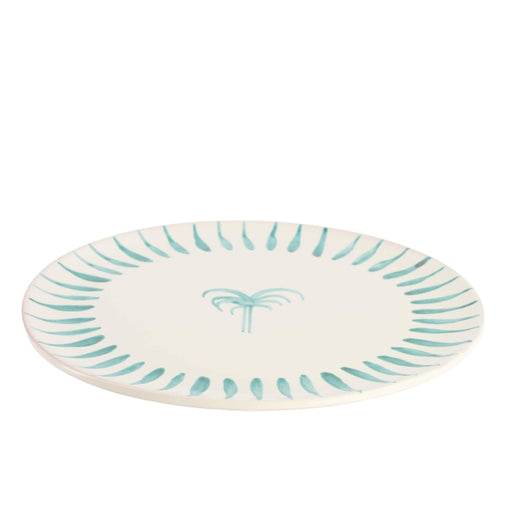 Dinner plate palm tree ivory green smooth rim 25,5cm - Dinner plates - Enza Fasano