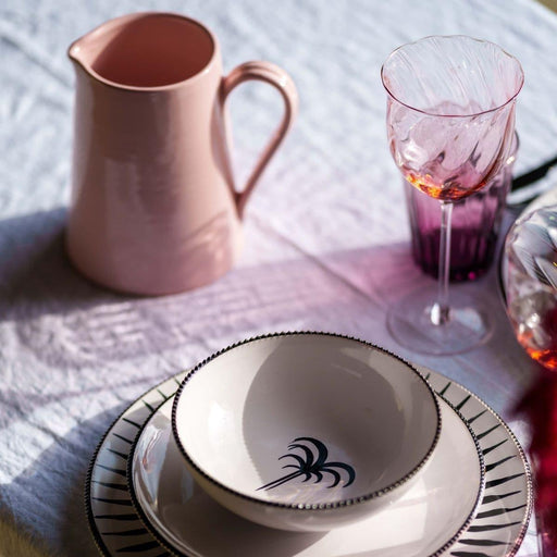 Dinner plate palm tree white black Pizzolato 25,5cm - Dinner plates - Enza Fasano