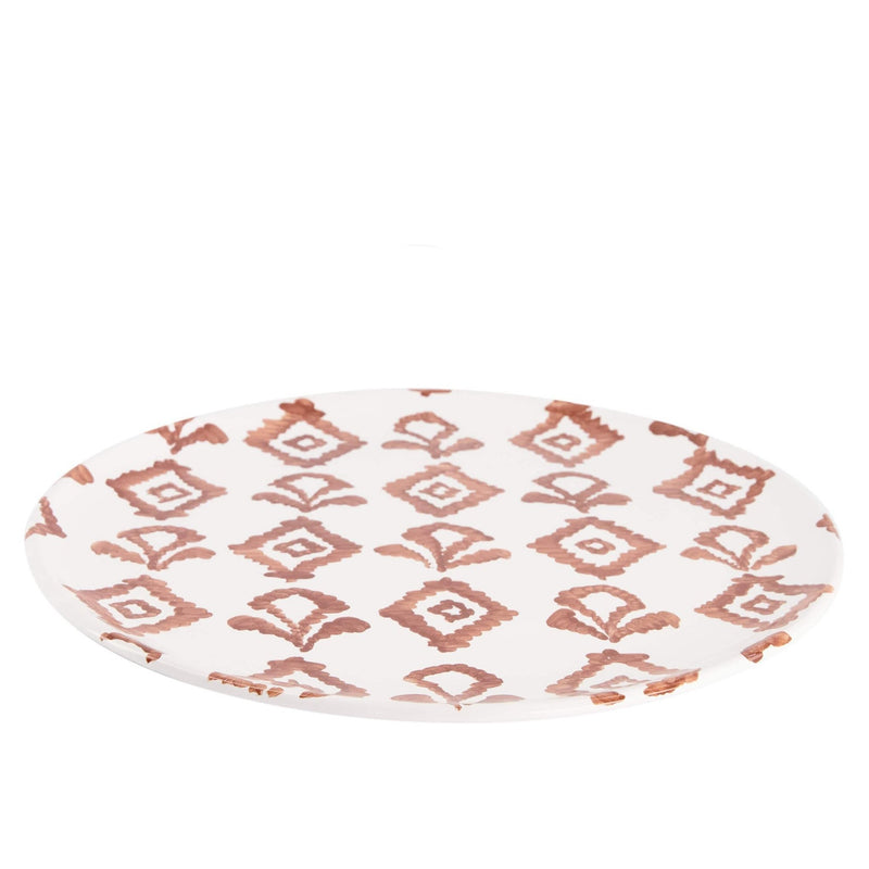 Dinner plate check pattern white brown smooth edge 28,5cm - Dinner plates - Enza Fasano