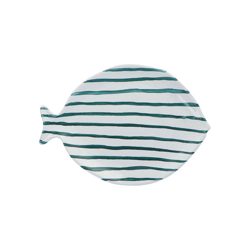 Dinerbord visvorm wit groenblauw 32cm - Dinerborden - Enza Fasano