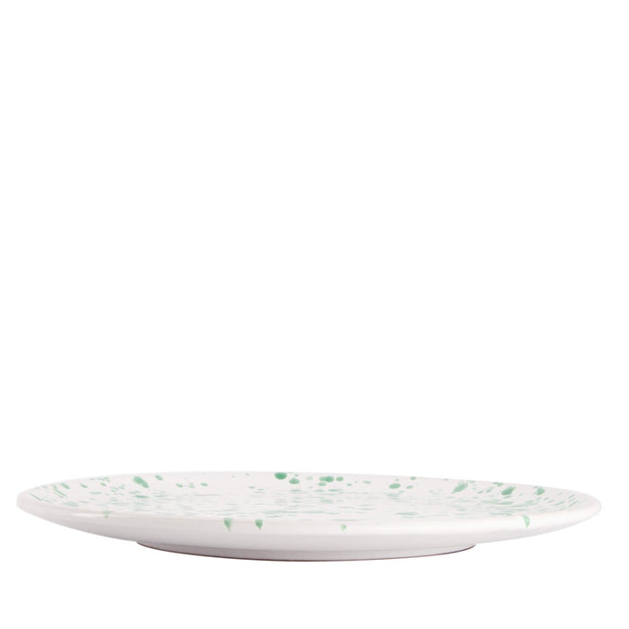 Dinner plate white green splashes smooth edge Smammriato 28,5cm - Dinner plates - Enza Fasano