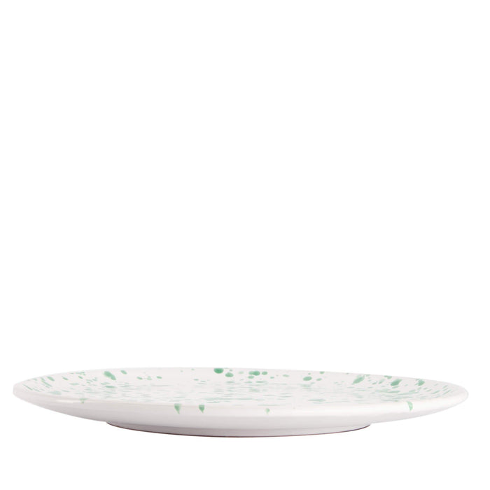 Dinner plate white green splashes smooth rim Smammriato 28.5cm Enza Fasano - -. FOODIES IN HEELS