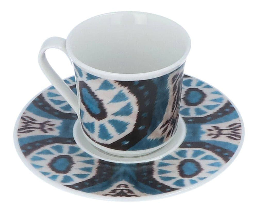 Espresso cup and saucer Ikat porcelain blue white Les Ottomans - -. FOODIES IN HEELS