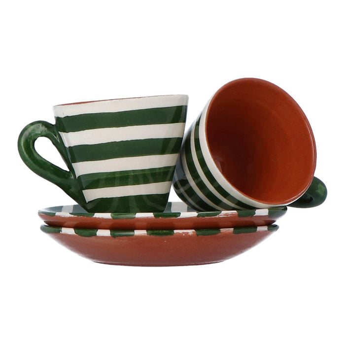 Espresso cup and saucer horizontal stripe dark green (set of 2) Casa Cubista - -. FOODIES IN HEELS