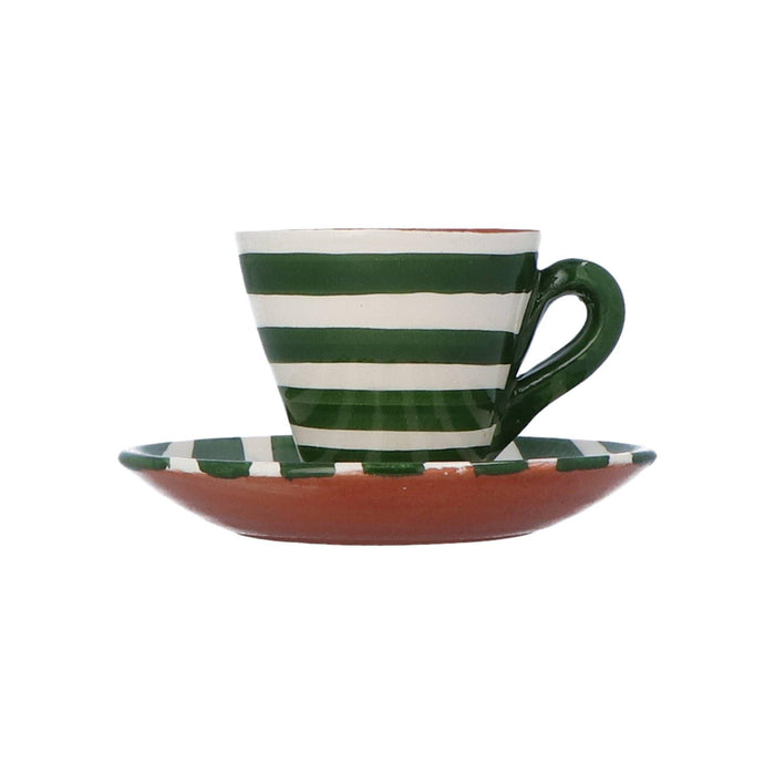 Espresso cup and saucer horizontal stripe dark green (set of 2) Casa Cubista - -. FOODIES IN HEELS