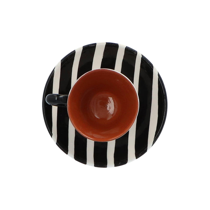 Espresso cup and saucer horizontal stripe black (set of 2) Casa Cubista - -. FOODIES IN HEELS