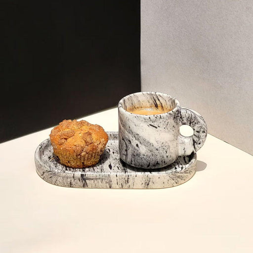 Coffee cup with tray black marble Pó de Barro - FOODIES IN HEELS
