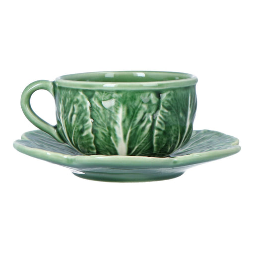 Coffee cup and saucer cabbage leaf green Bordallo Pinheiro - -. FOODIES IN HEELS