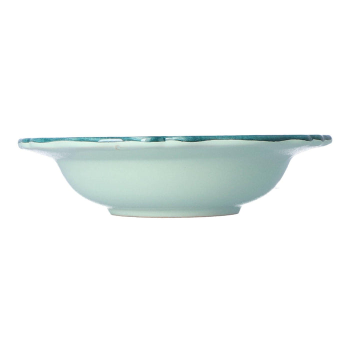 Bowl Baccellato Acquamarine with Emerald rim 19cm - Bowls - Enza Fasano