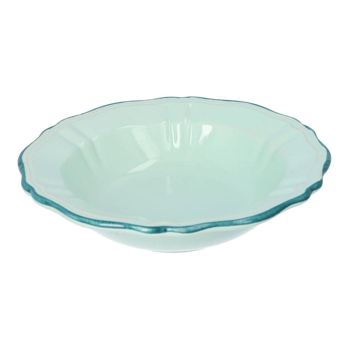 Bowl Baccellato Acquamarine with Emerald rim 19cm - Bowls - Enza Fasano