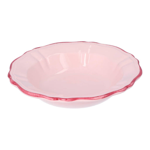 Bowl Baccellato Dusty Rose with Fuscia rim 19cm - Bowls - Enza Fasano