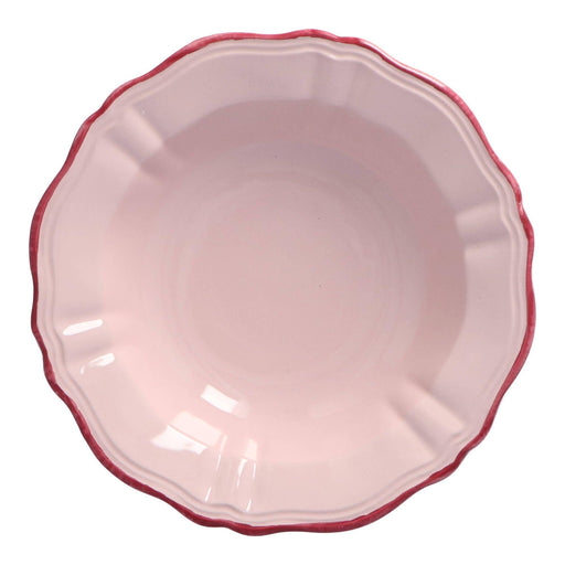Bowl Baccellato Dusty Rose with Fuscia rim 19cm - Bowls - Enza Fasano